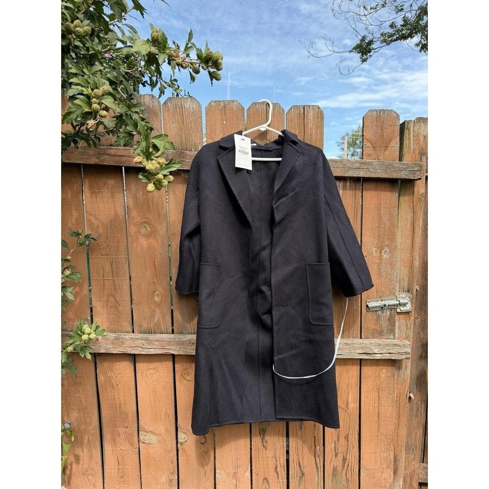 The Curated Navy 100% Wool Coat NWT